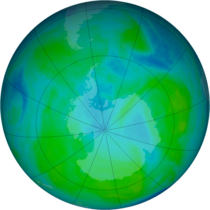 Antarctic ozone map for 18 January 1991